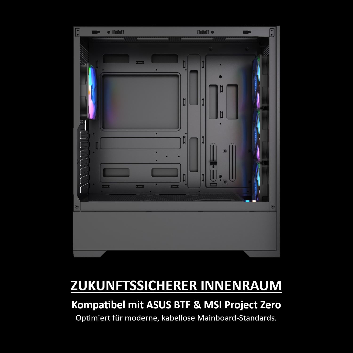 Core 100 A-RGB obudowa PC, ATX Mid-Tower, 4 x wentylator A-RGB PWM 120 mm, przód z siateczki, część boczna ze szkła hartowanego, czarna