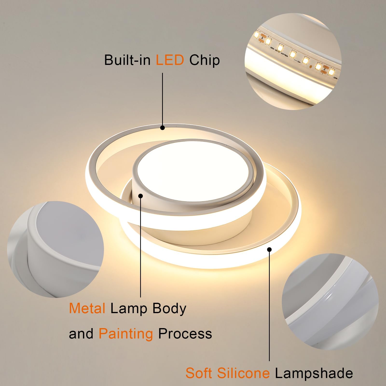 Comely - 2 pezzi Plafoniera LED rotonda a Soffitto, bianche, potenza di 32W, 2350LM, Luce Bianca Calda 3000K, adatta ad od ogni ambiente come: camera da letto, soggiorno, cucina o corridoio