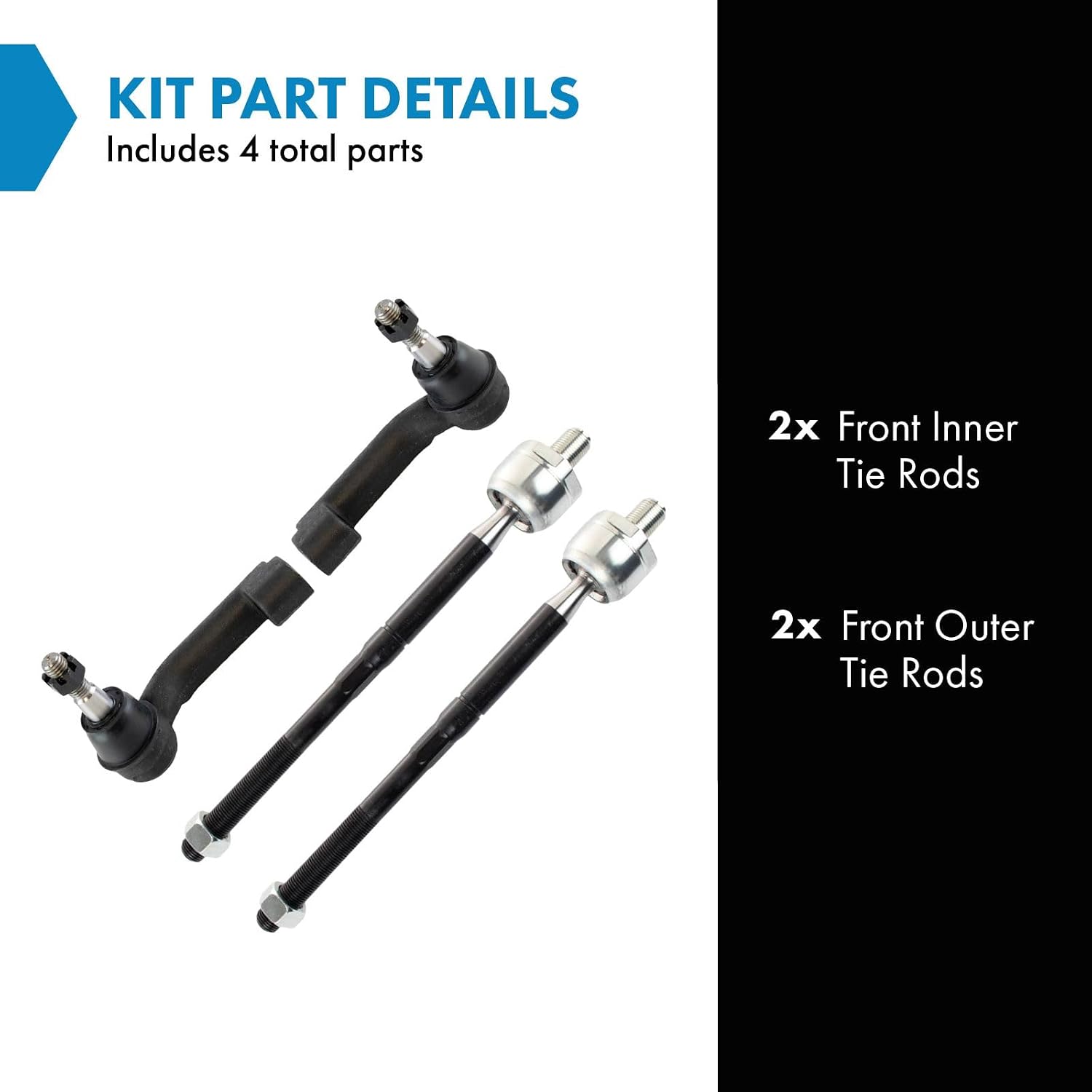 TRQ Inner and Outer Driver and Passenger Side Tie Rod Set 4 Piece Compatible with 15-16 Ford F-150 17-20 Ford F-150 Lariat 15-21 Expedition 15-21 Lincoln Navigator