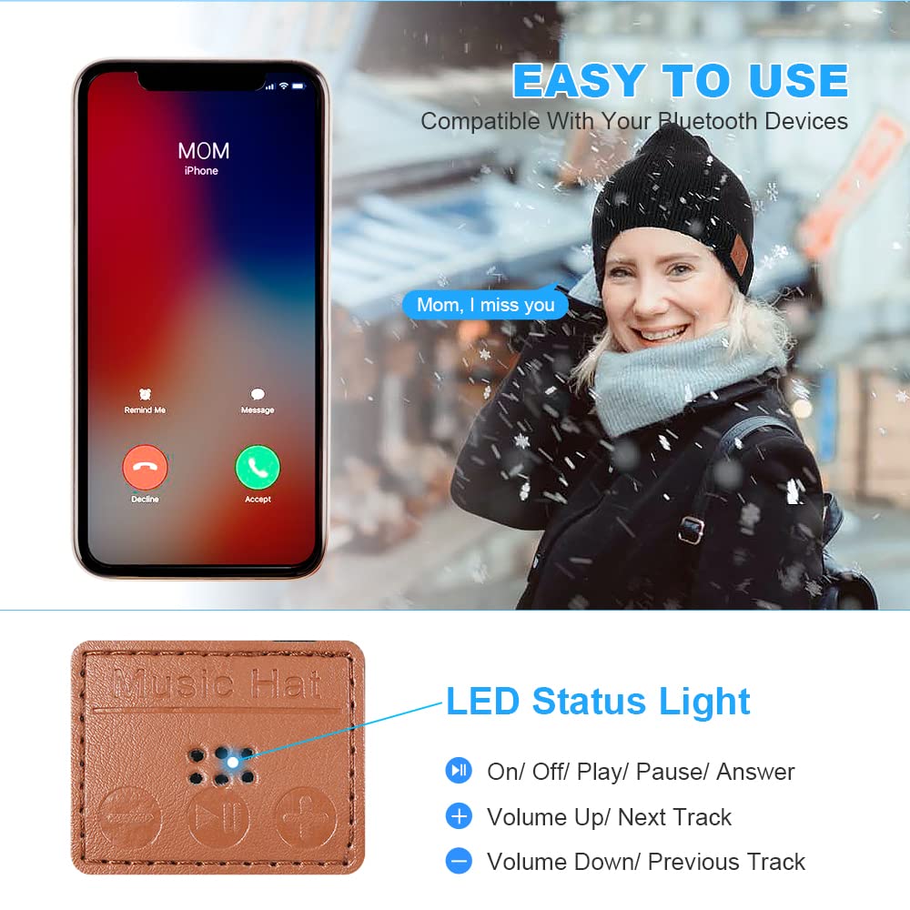 flintronic Berretto Bluetooth Regalo, Berretto Cappello Invernali, Berretto Uomo Donna Invernali, Cappello Bluetooth Regali Natale, Berretto Musicale, Berretto Uomo in Maglia per Sci Running Ciclismo