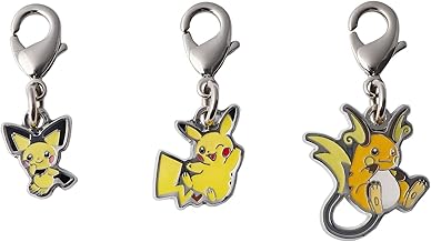 Pichu Pikachu Raichu - Metal Charm Set – Pokemon Center Japan – Keychain – Zipper Pull