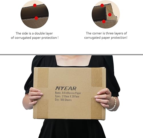 Miniatura 4 de NYEAR Papel adhesivo A4 de 5.64 oz, 100 hojas (8.27 x 11.7 pulgadas) para impresoras láserinyección de tinta, más blanco, más grueso y brillante y