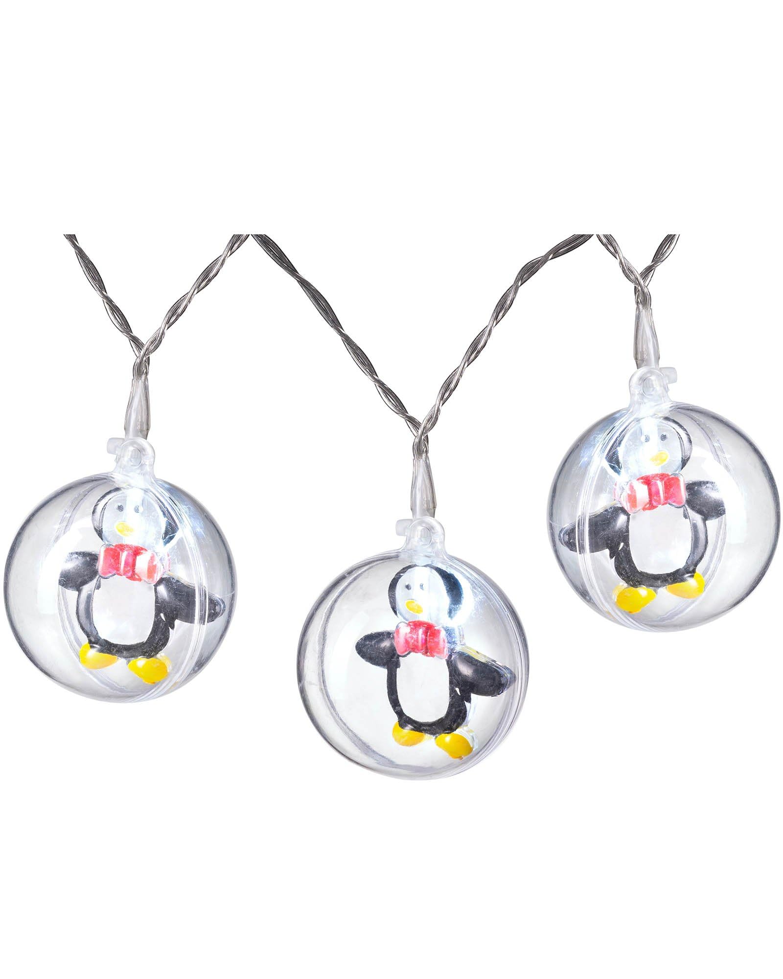 WeRChristmas Bauble LED String Lights with Penguins, Multi-Colour, 5cm