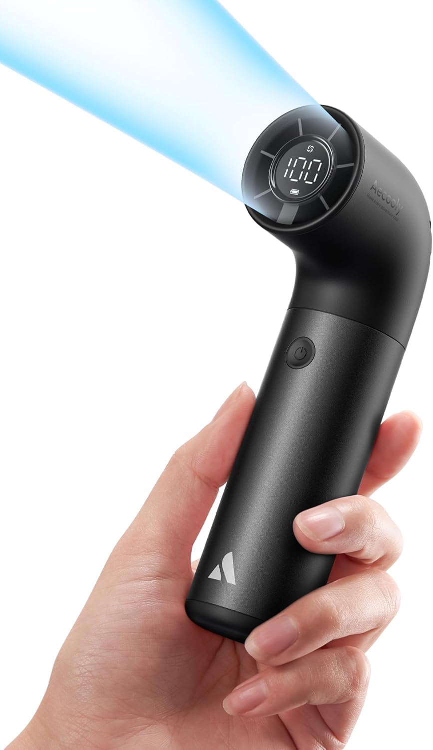 Aecooly Portable Handheld Fan, Powerful Turbo Mini Fan, 19000 RPM High Speed Aero Pro, 15H Max Cooling Time, 6 Speeds Aluminum Case, Pocket Rechargeable Personal Small Travel GIfts for Women-Black-image-18