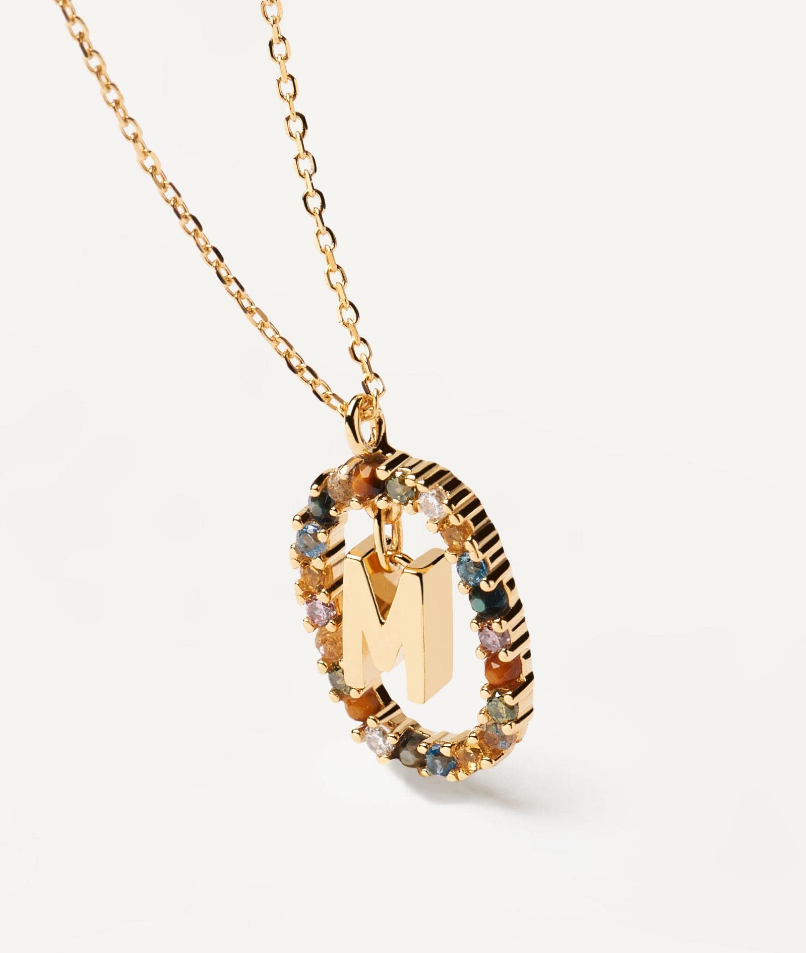 P D PAOLA - Collana Lettera M - Argento Sterling 925 placcato oro 18k - Gioielli da donna, Única, Oro, Nessuna pietra preziosa