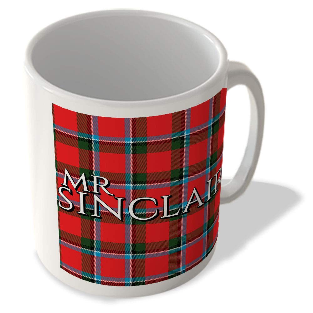 Mcmug White - Mr Sinclair - Sinclair Modern Tartan - (Full Background) - Scottish Mug, Ceramic, 11Fl.oz.