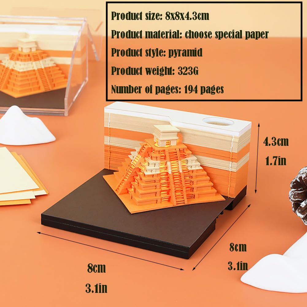 3d Sticky Notes, Kalendarz Piramidowy, To jest ręcznie podarta rzeźba z papieru(Unique Colour)