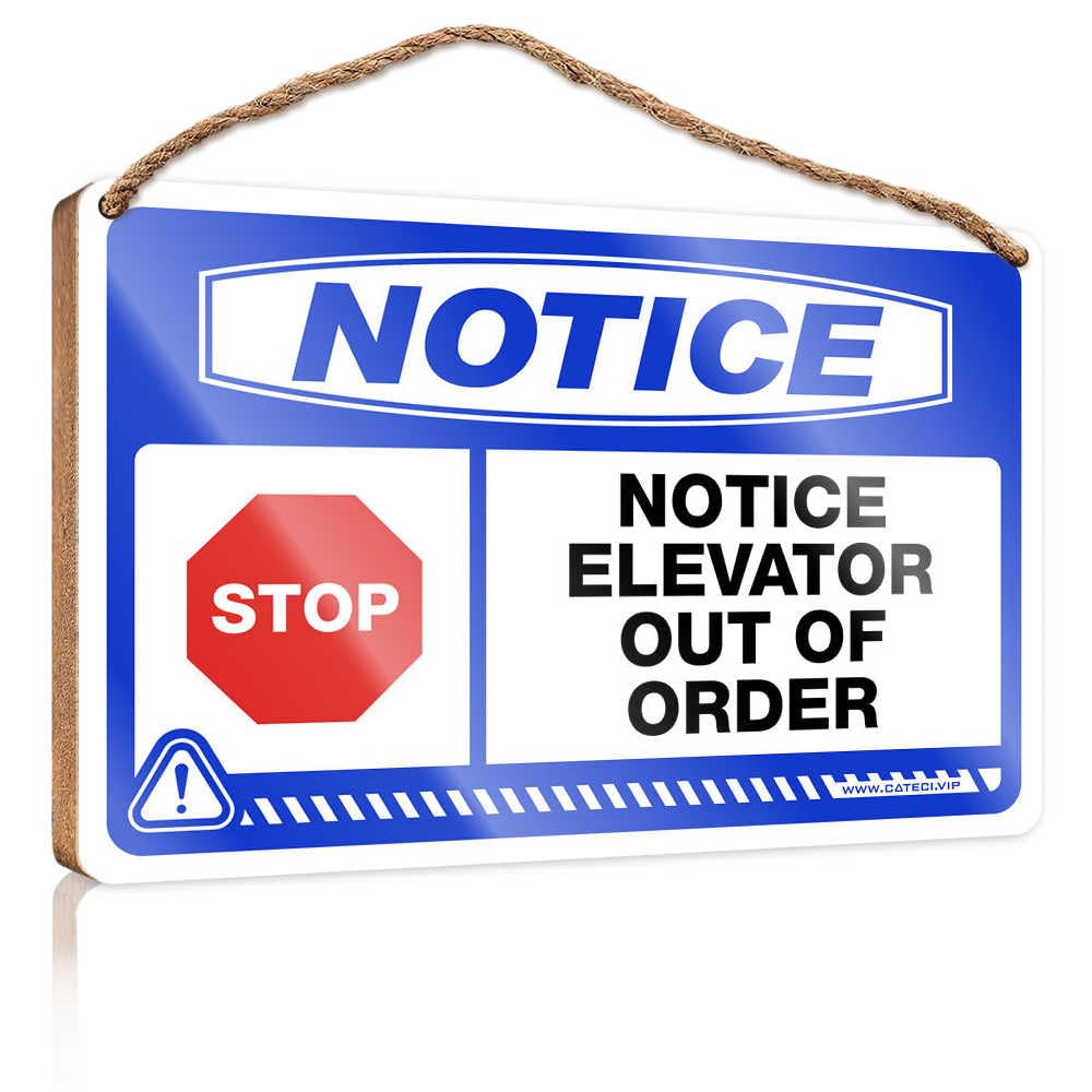 HMQW Spring Signs For Home Decor Notice Elevator Out Of Order Bilingual Wooden Sign Funny Decor For Home Bathroom Door Signs For Home(23X35CM)