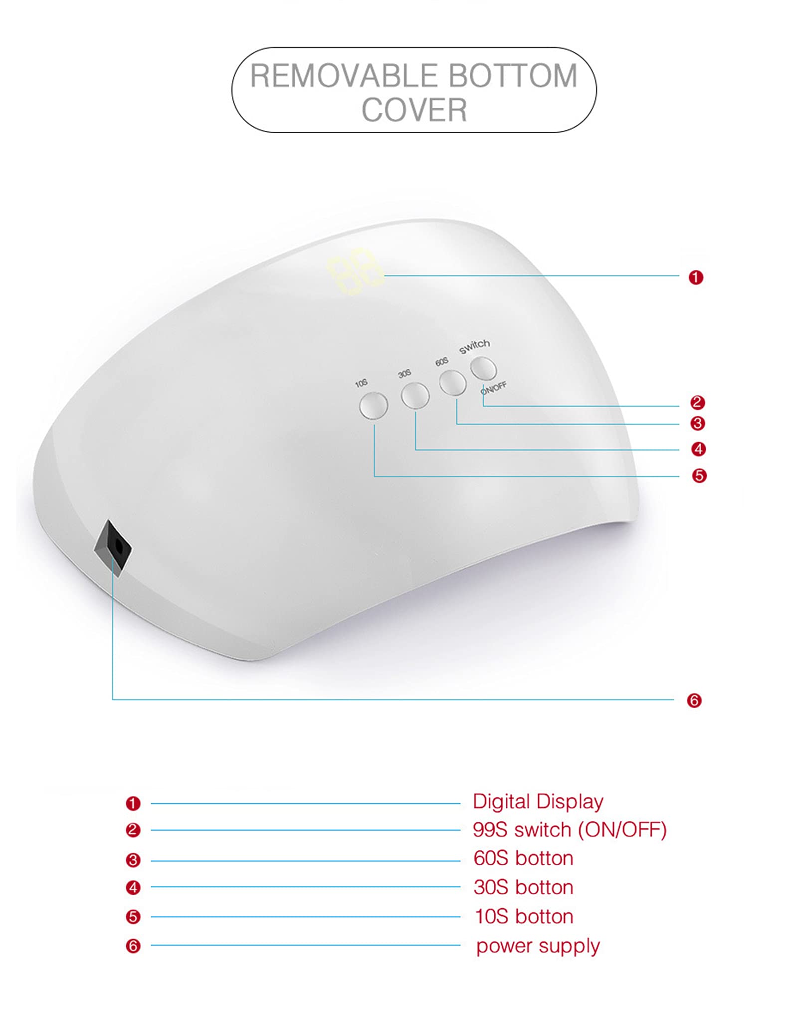ZYC Lampada per l'essiccazione per Unghie per Unghie per Unghie per Unghie per Il Gel Smalto per Unghie 36W Lampada di polimerizzazione con Timer sensore