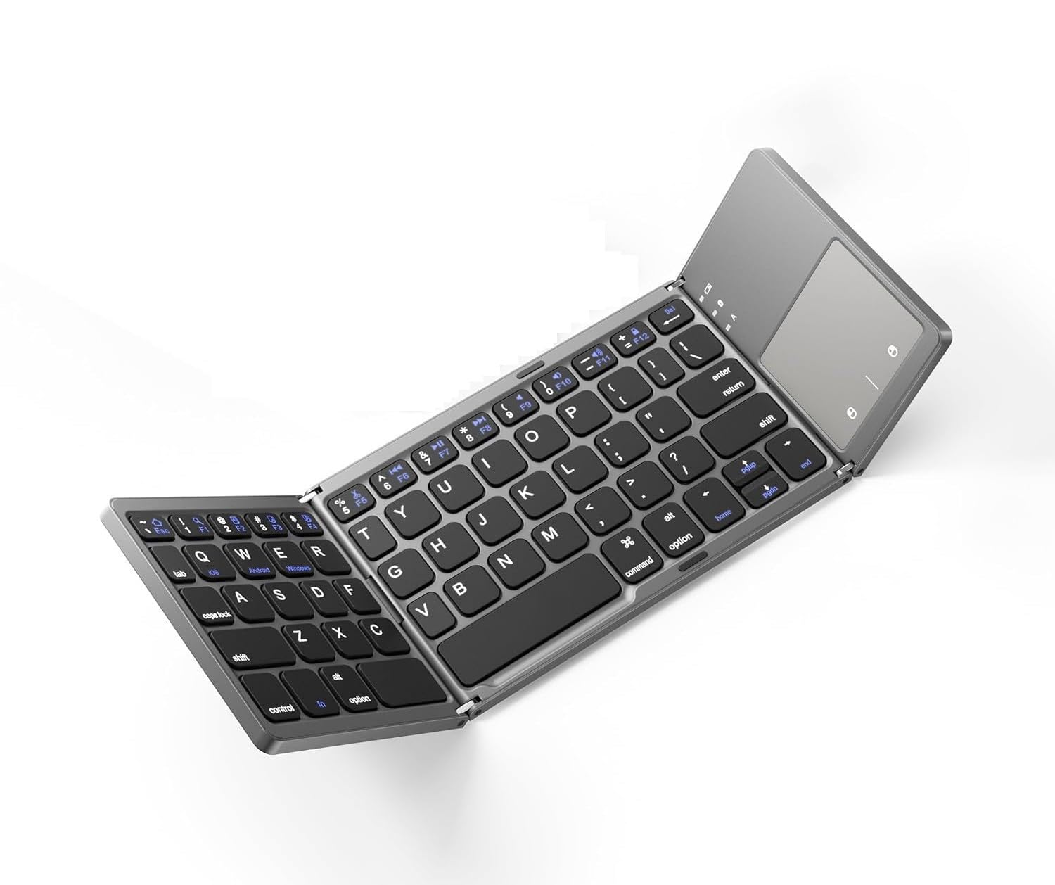 MICROWARE Portable Foldable Keyboard Compatible iPhone/Laptop/iPad/Android - Bluetooth Mini Folding Travel Keyboard with Number Pad, Full Size USB-C Rechargeable Wireless (B033)-picture-10