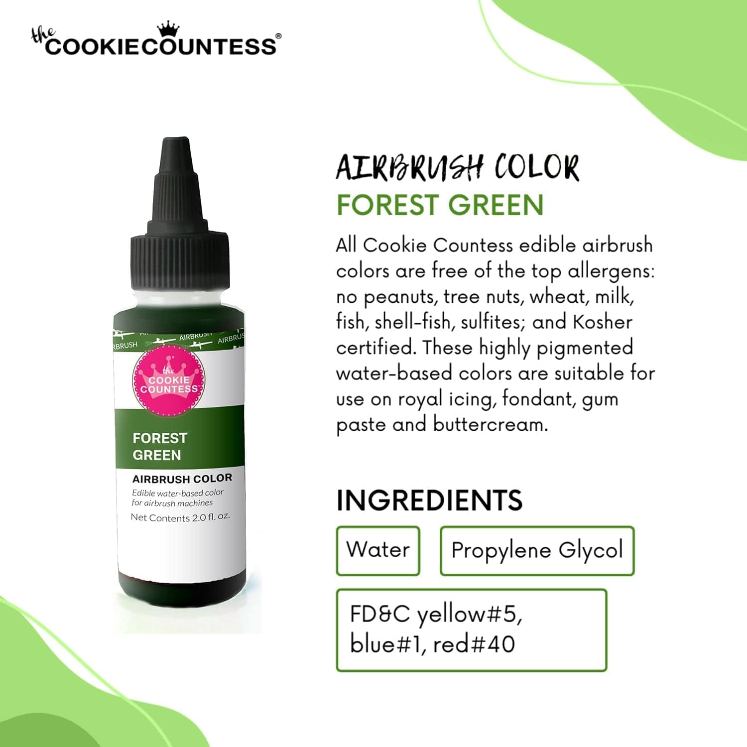 Cookie Countess - Forest Green edible airbrush color 2oz