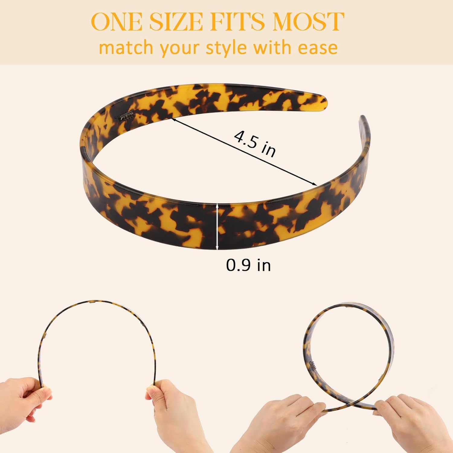 3 PCS Tortoise Shell Headband for Women, Wide Acetate Resin, Leopard Hair Bands with Teeth for Women and Girls, Fashion Hair Accessories - Image 3