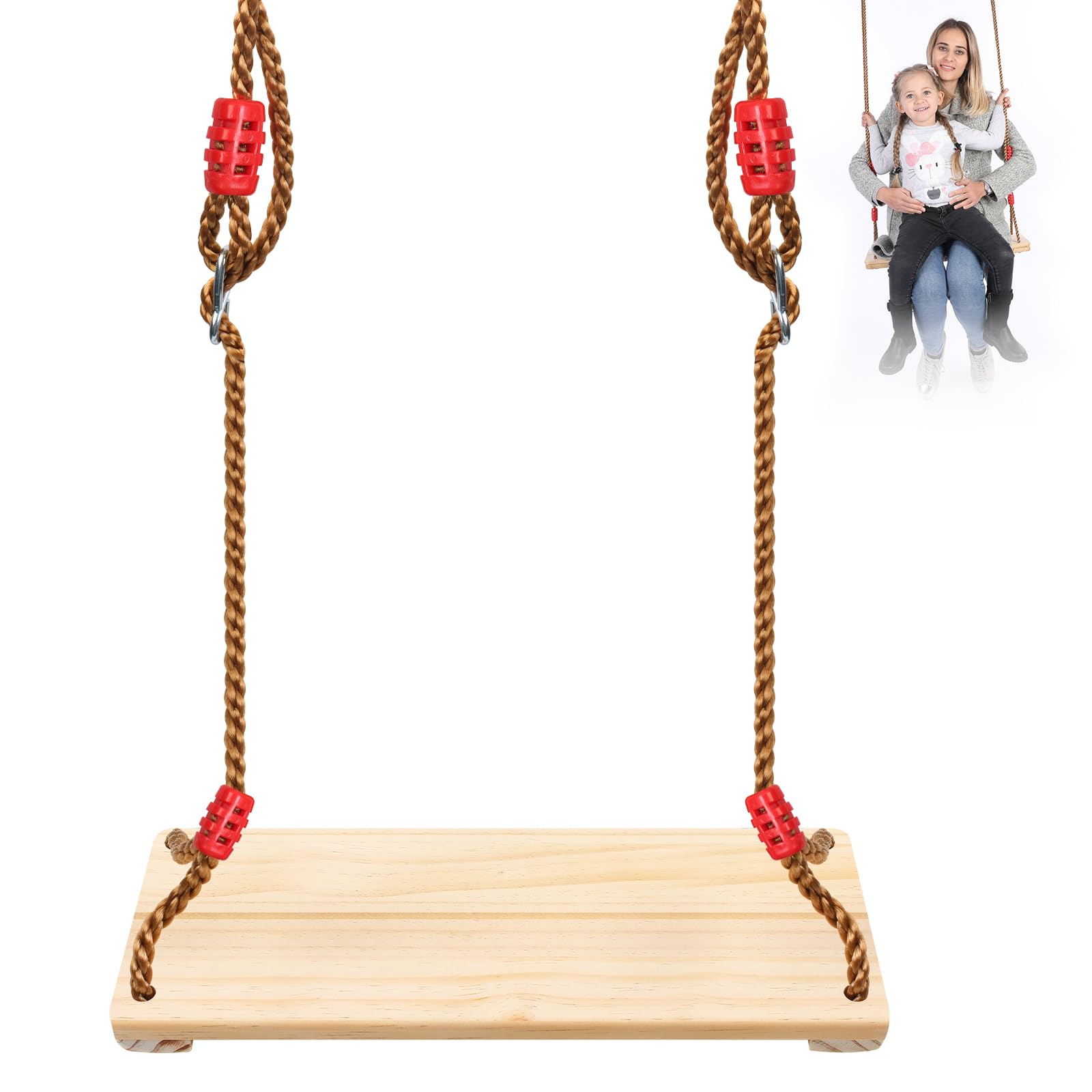 MaxAwe 40 x 16 x 1.2 cm Wooden Swing Seat, Max. 150 kg Load Withstand Swing Children's Swing Garden Board Swing Outdoor Swing for Adults with Height Adjustable Rope for Outdoor Use