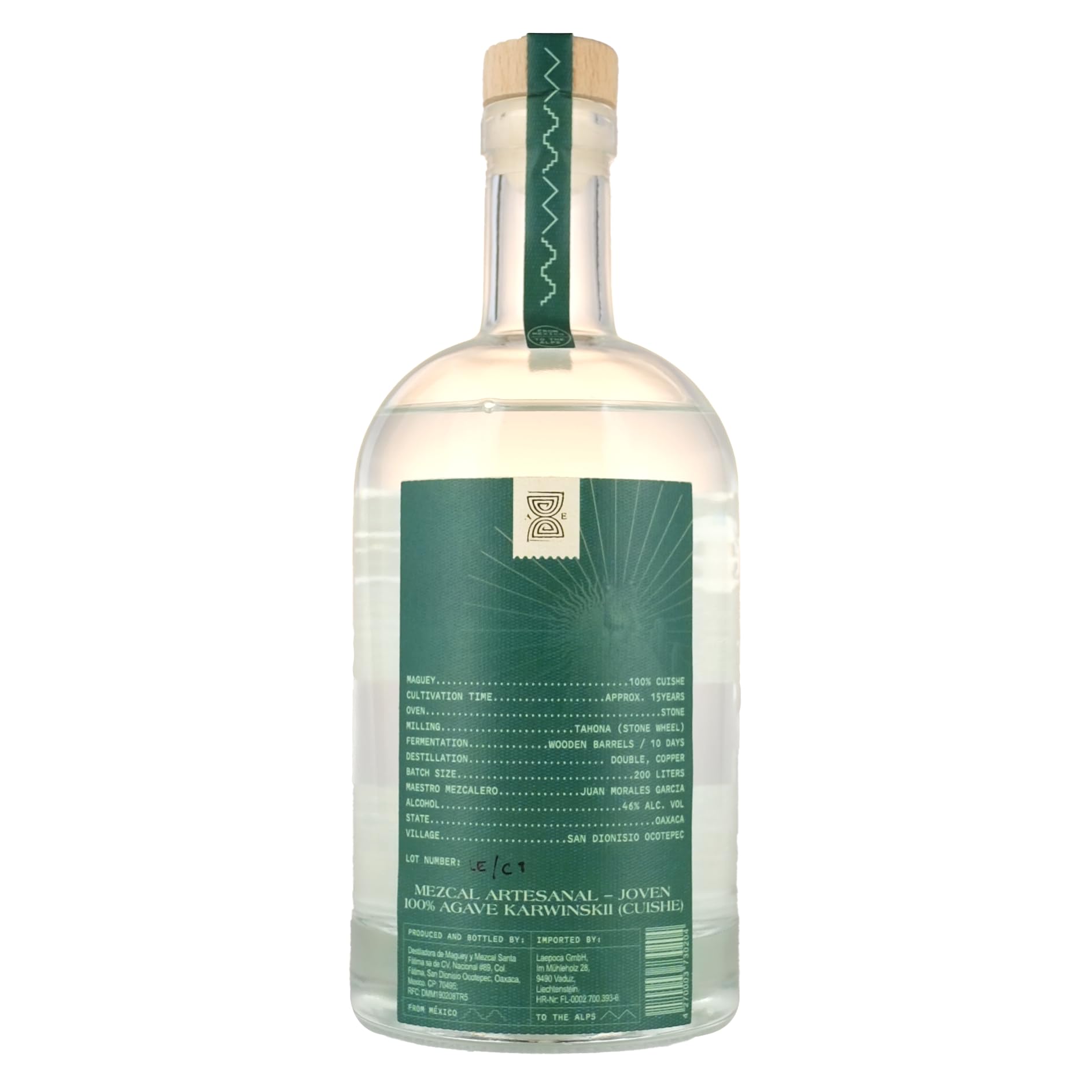 LÆPOCA Mezcal Cuishe | Von Mexiko in die Alpen | Handgefertigt | Joven & Artesanal | 500 ml & 46% vol.