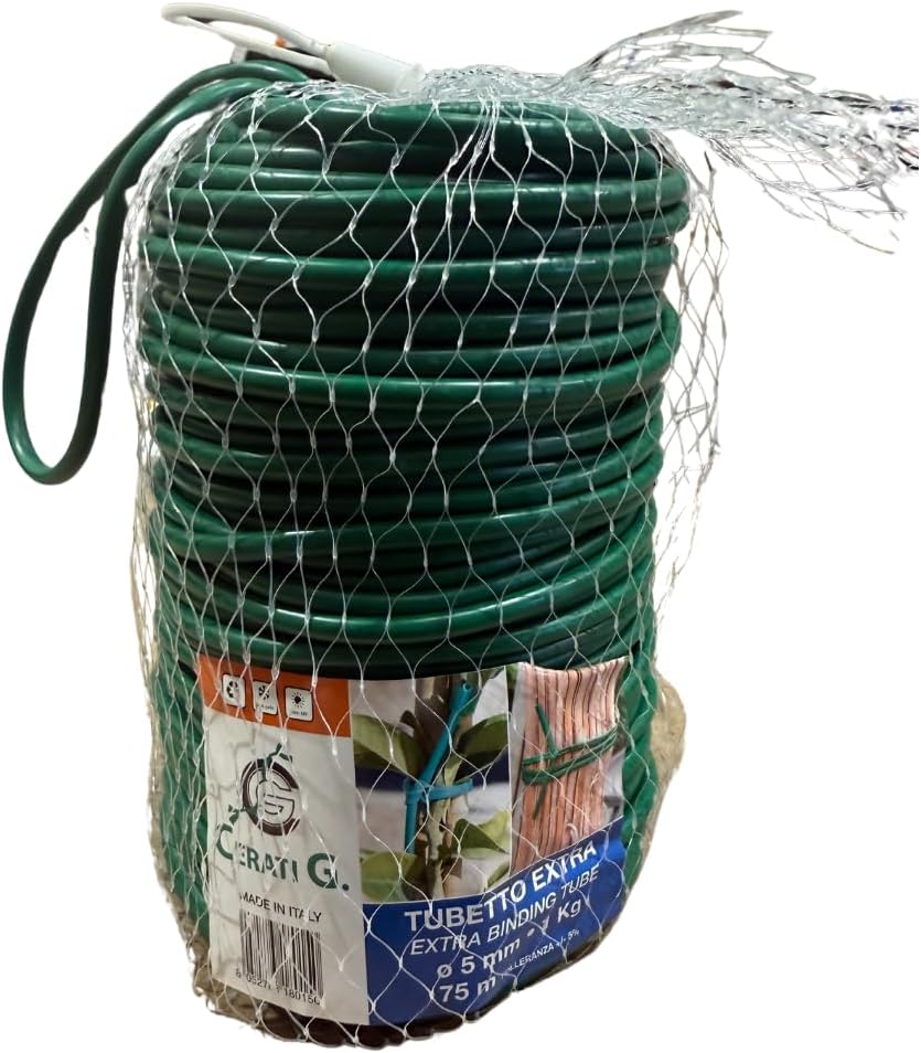 Plant Ties For Climbing Plants, Garden Ties, Flexible Tying Tube, Flexi Plant Tie, Plastic, Soft & Flexible, Commercial Quality, UV Stable, For Garden Plants - 10 Year Life - 5mm x 75m (250ft) Green