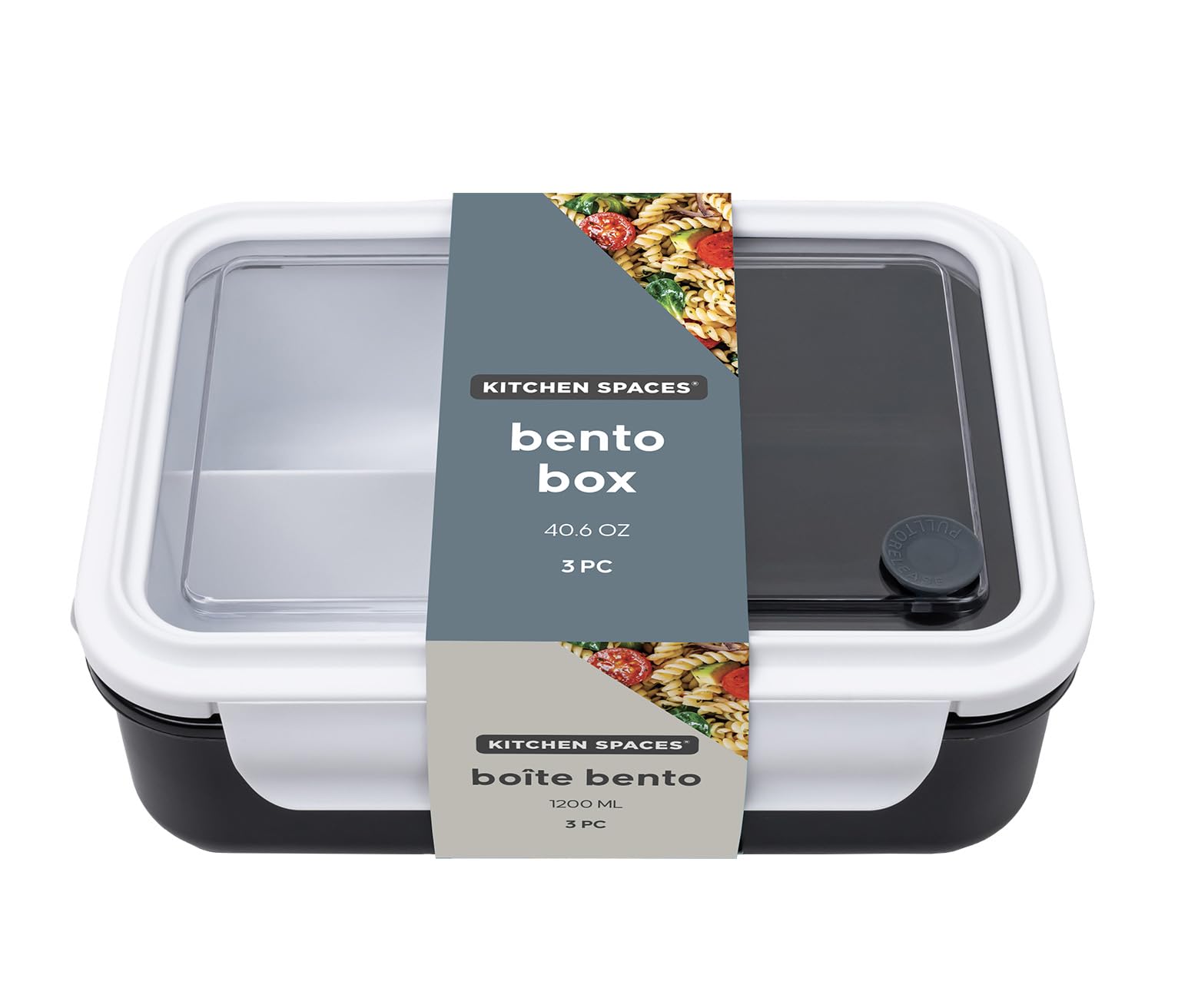 Kitchen Spaces Lunch Bento Box, Black and White