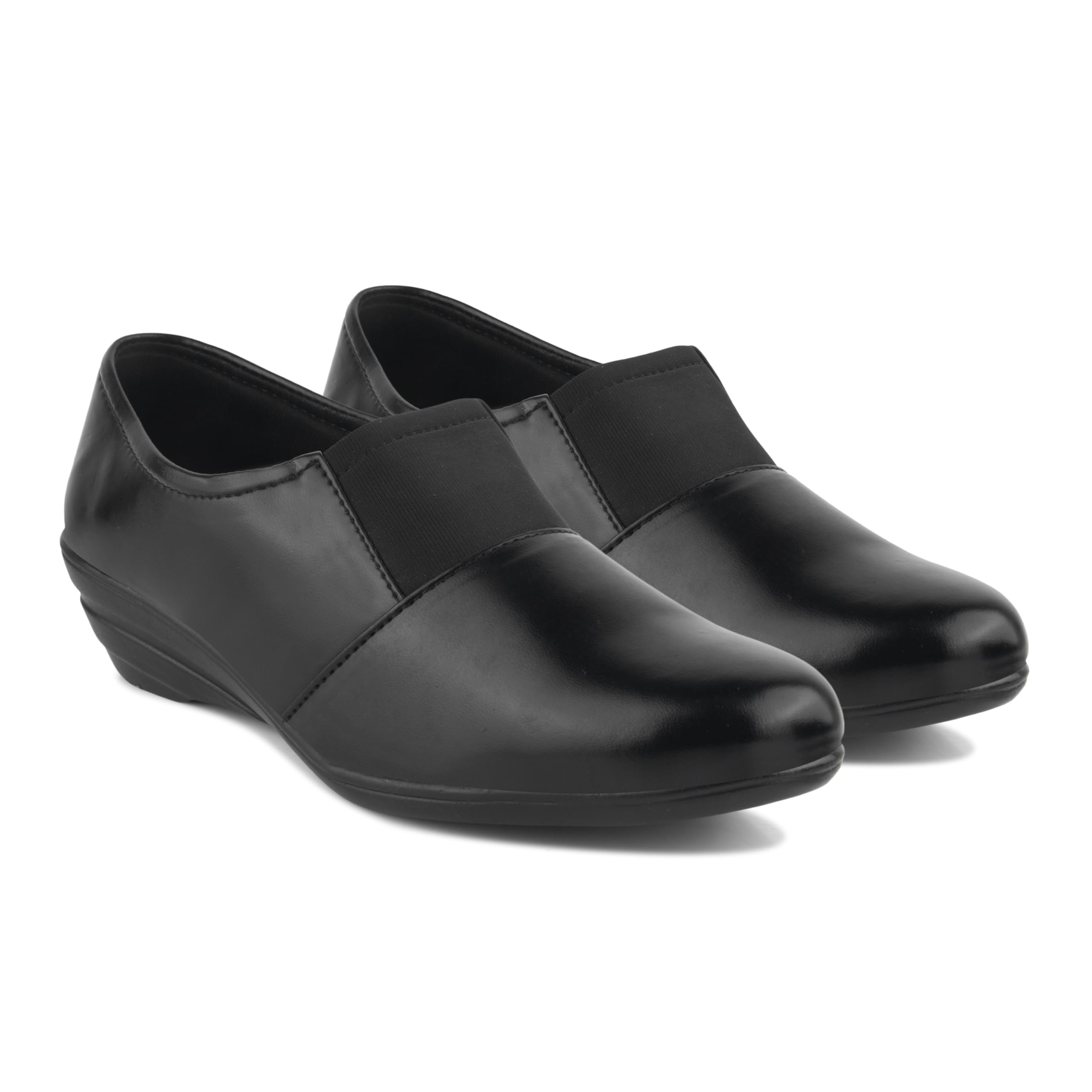 Women’s Black Formal Slip-On Wedge Heel Shoes | Comfortable Office Wear Flats-image-38