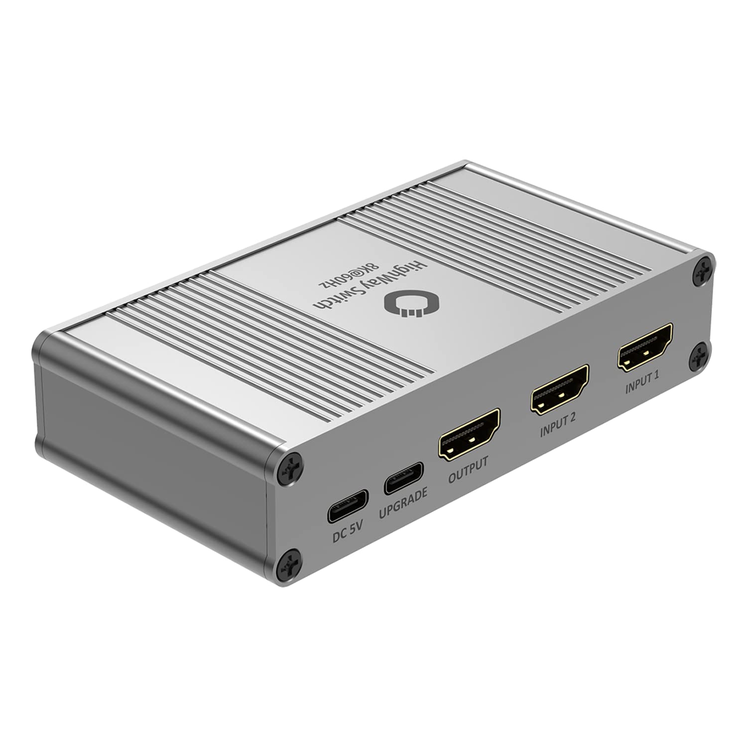 OEHLBACH Highway Switch 8K - HDMI 2.1 Umschalter - 2 In 1 Out HDMI-Adapter mit Fernbedienung (4K 120Hz, 8K 60Hz, 48Gbits, VRR, Dolby Vision, Atmos, HDR10, HDCP 2.3) - Silber matt