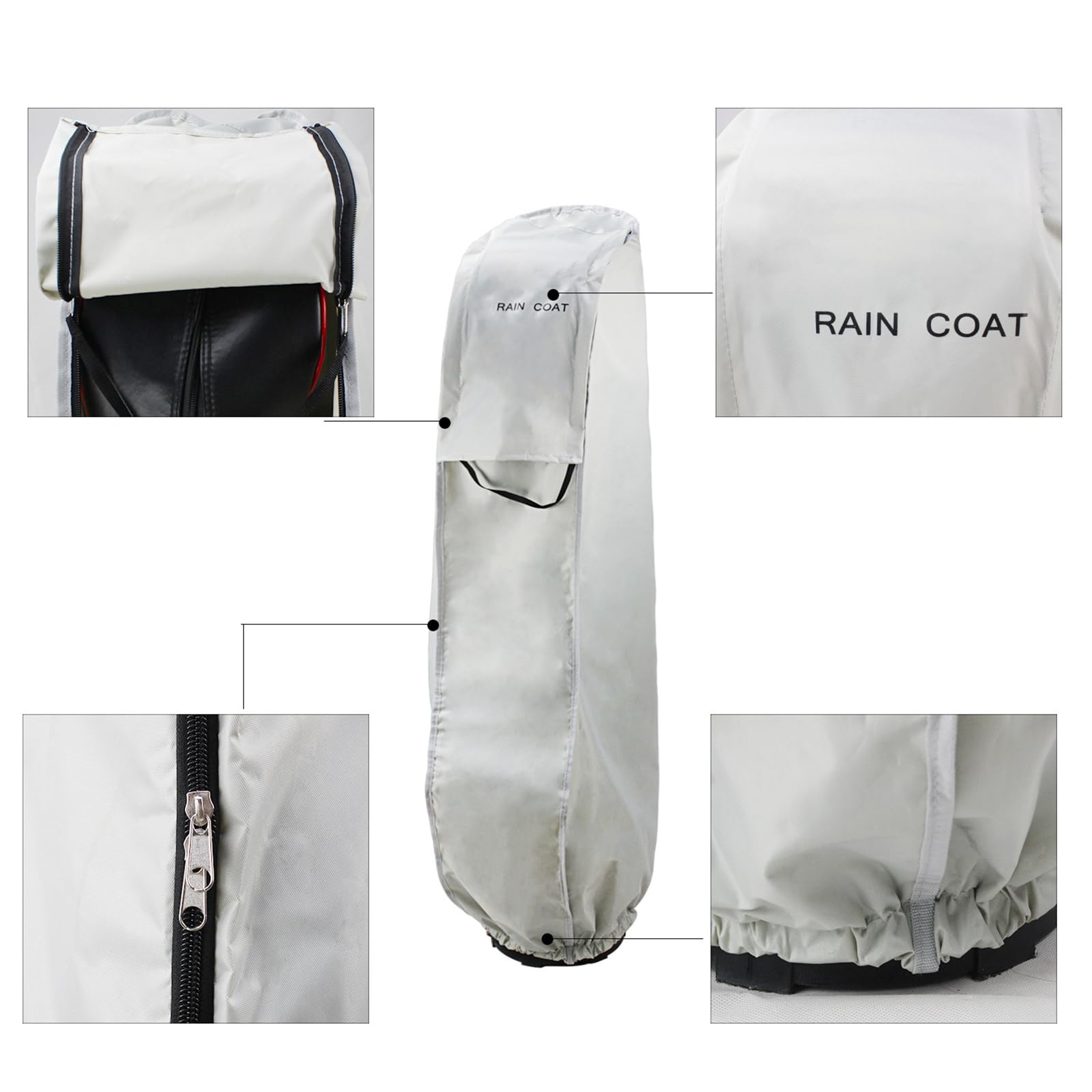Capuchas impermeables para bolsa de golf con cremalleras, portátiles, impermeables, para lluvia, accesorios duraderos
