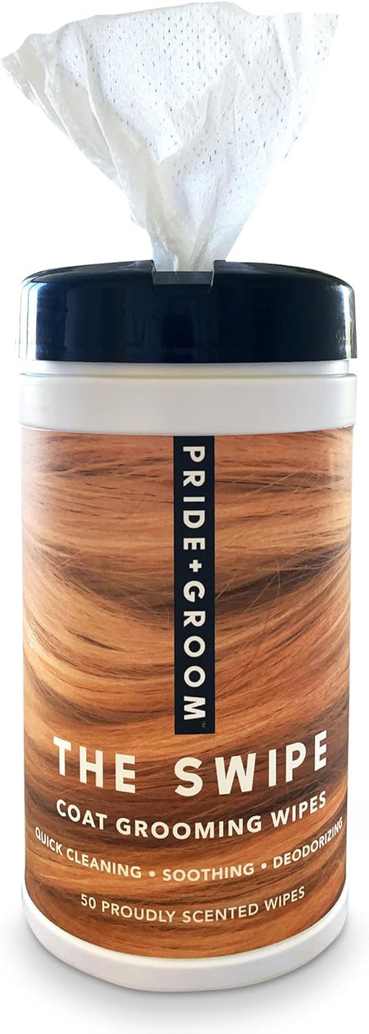 PRIDE AND GROOM - The Swipe - Chusteczki do pielęgnacji sierści dla psów - szybkie czyszczenie - kojące - dezodoryzujące - 30 chusteczek zapachowych