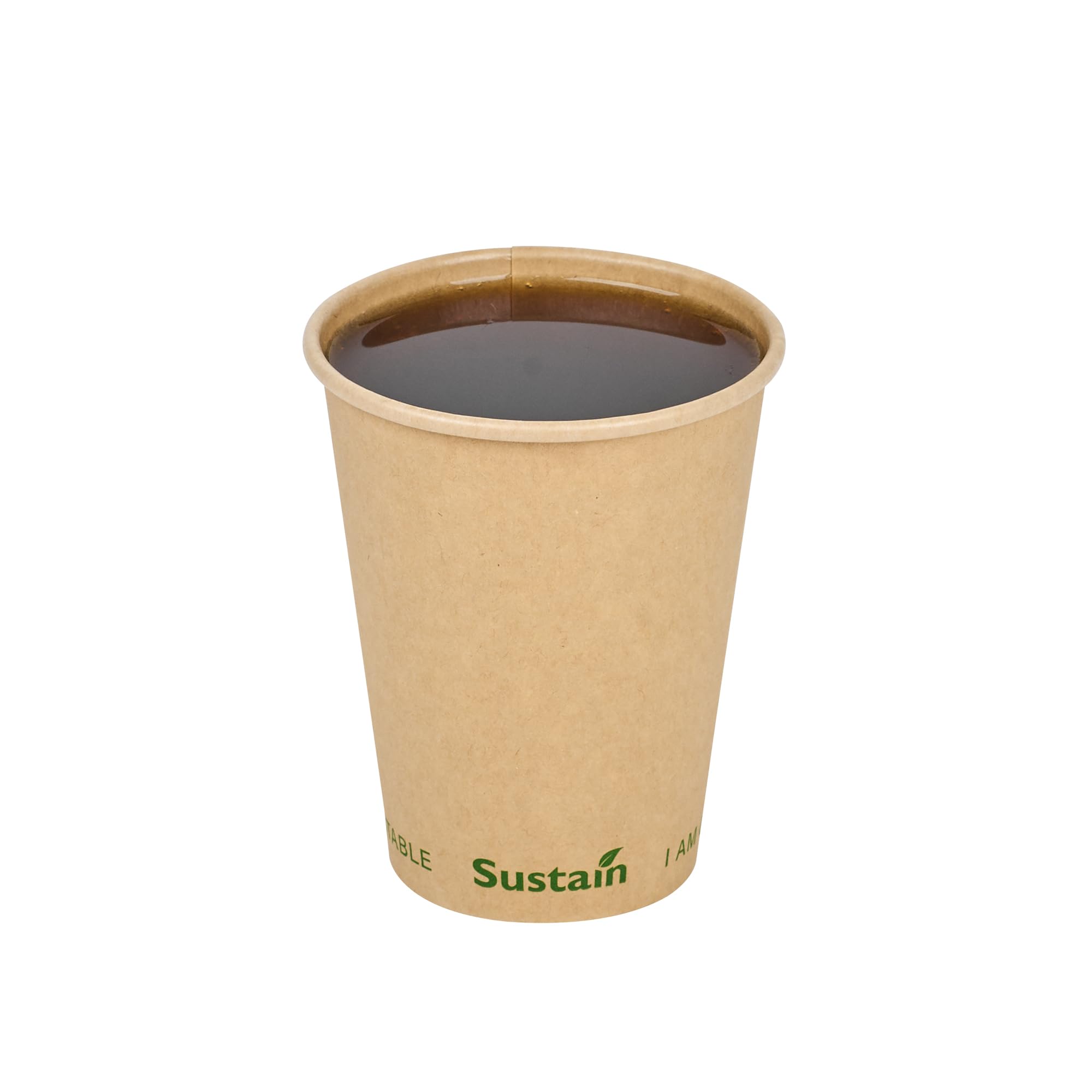 Restaurantware-Sustain 12 Ounce BPI-Certified Hot Cups, 50 Single Wall Coffee Cups - Lids Sold Separately, Leakproof PLA Coating, Compostable Kraft Paper Cup, For Hot Or Cold Drinks