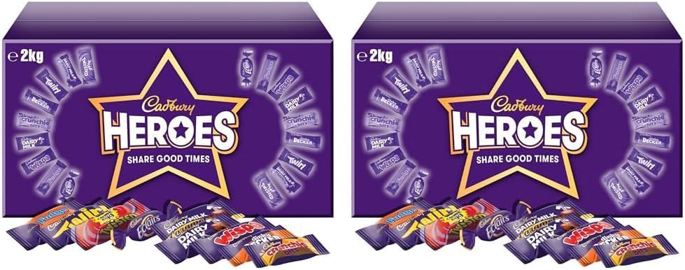 Cadbury Heroes Chocolate Bulk Sharing Box, Milk Chocolates Individually Wrapped, 2 Kg (Pack of 2)