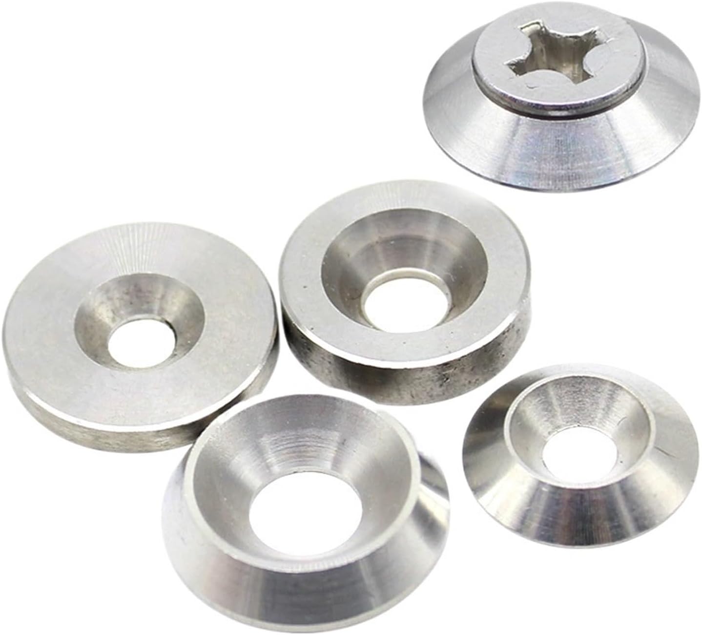 M3 M4 M5 M6 M8 M10 M12 Countersunk Washer Conical Flat Solid Head Gasket Concave and Convex Conical Stainless Steel Washers (Color : Silver, Size : Flat M4x13x3(5pcs))