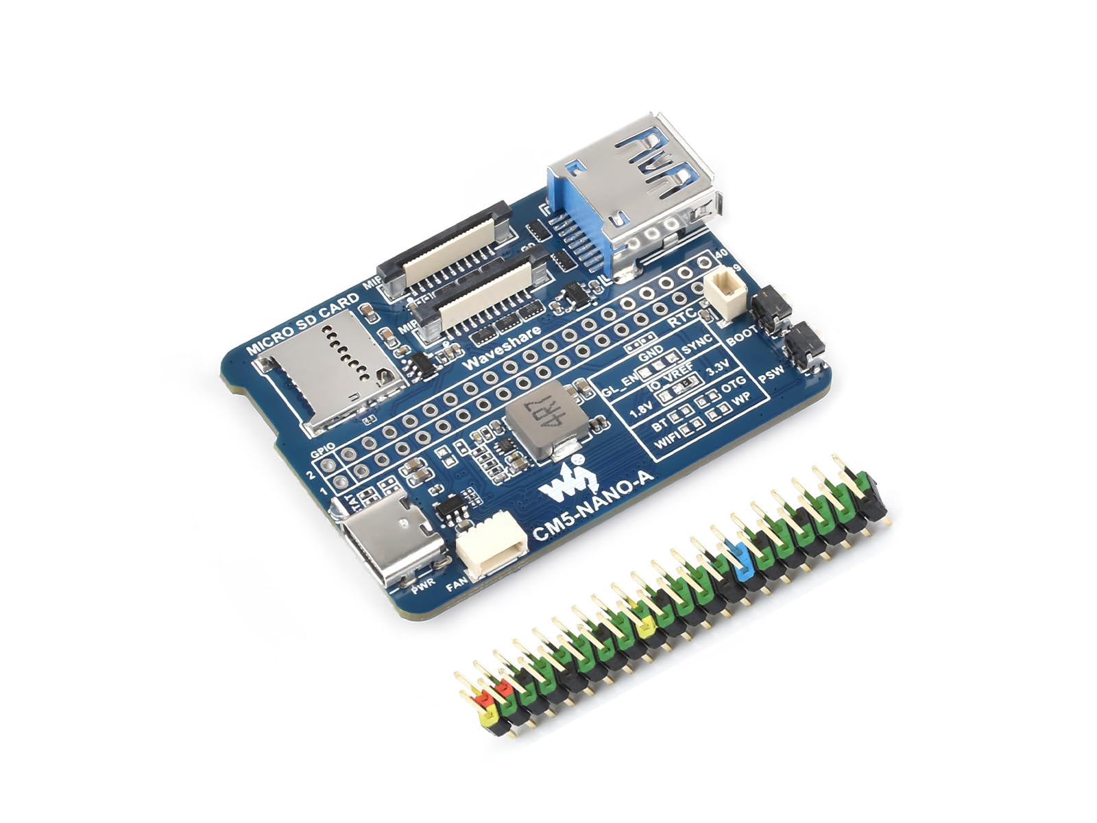 Scheda di Base per Raspberry Pi Compute Module 5 Lite/eMMC, Stessa Dimensione del CM5, con CM5 Socket /40PIN GPIO Header/USB 3.2/MIPI/TF Card Socket Interfaccia ecc.