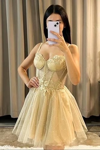 Miniatura 2 de TRHTX Elegante apliques de encaje vestidos cortos de regreso a casa correas espaguetis vestidos de cóctel una línea de vestido de fiesta WZY92