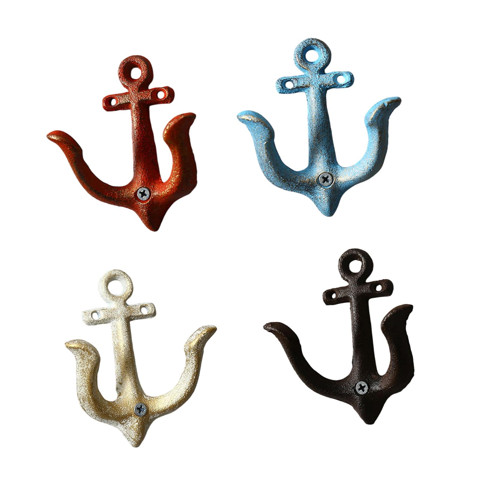 Limtula Red Blue White Black Retro Anchors Shape Iron Wall Hook For Bucolic Homes Decors Heavy Duty Hanging Hooks For Coat Bags Party Decoration Sturdy Anchors Coat Hanger