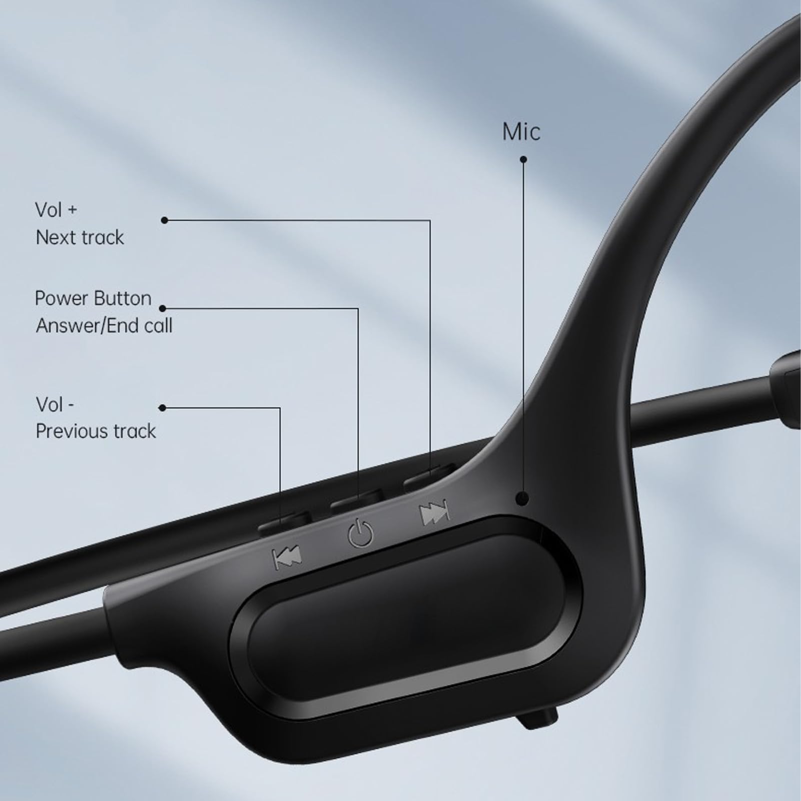 Alomejor Cuffie a Conduzione Ossea, Auricolari Wireless Bluetooth Sportivi a Orecchio Aperto con Microfono, 8 Ore di Riproduzione, Nero, per Corsa e Allenamento