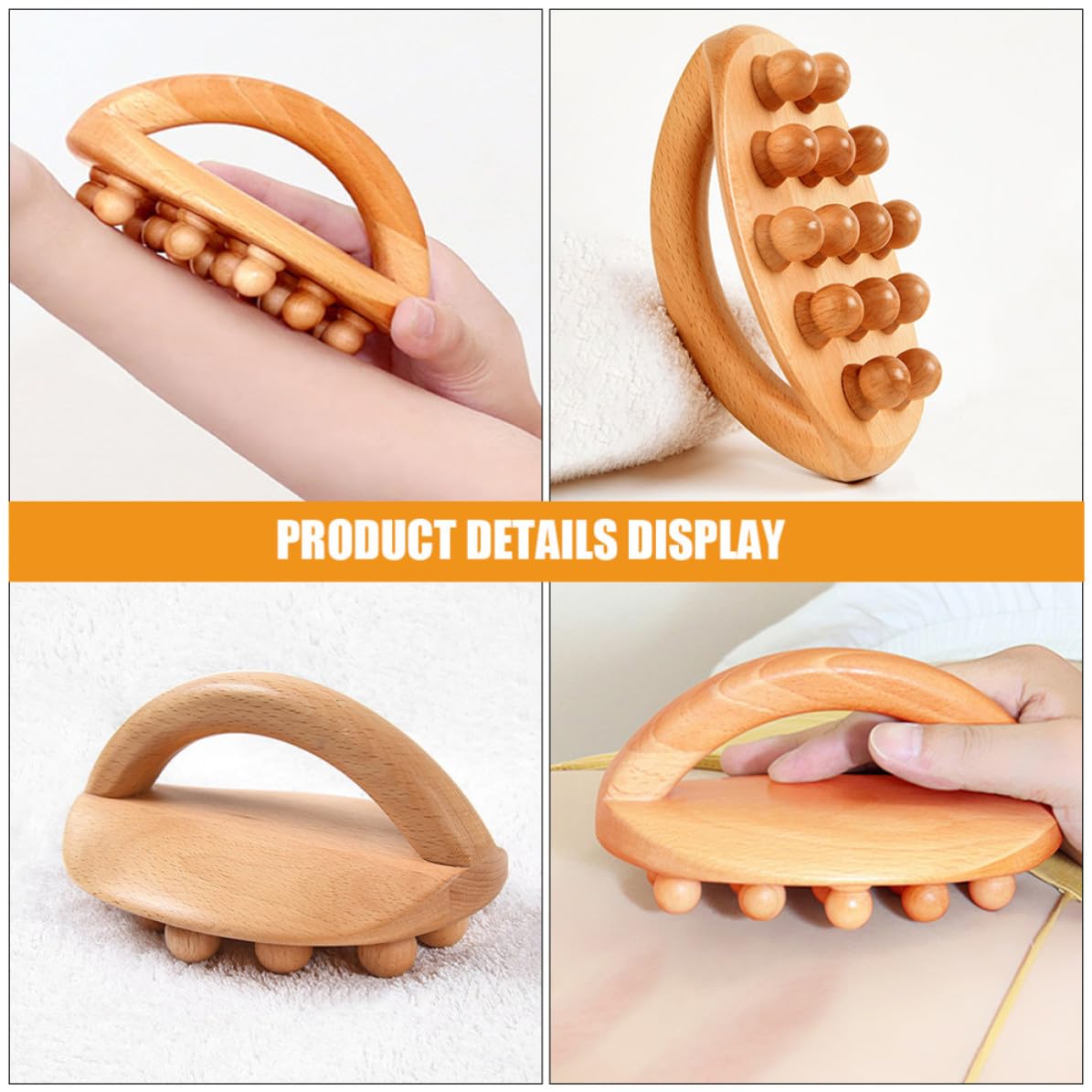 Masseur Manuel en Bois Brosse de Massage Facile à Utiliser Couleur Kaki pour Massage Abdominal et Fascia Corps Entier pour Usage à Domicile
