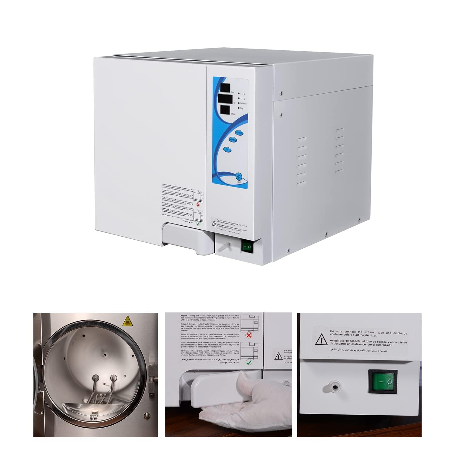 Esterilizador de autoclave de vapor de 18 litros con función de secado, 1100 W 304 # de acero inoxidable, equipo de laboratorio automático con pantalla LCD