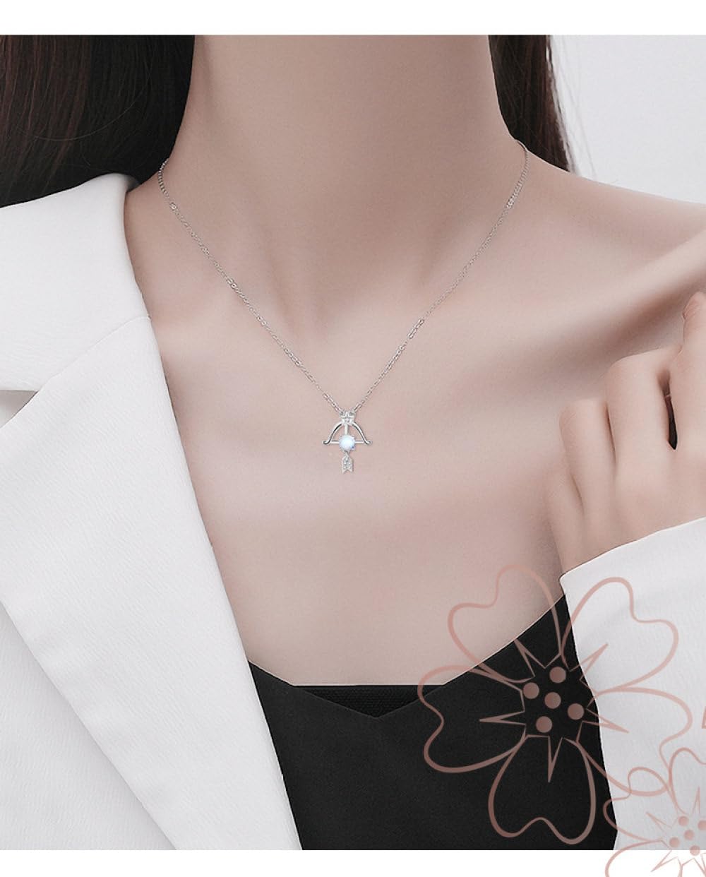 collana Collana in argento, zodiaco sterling per donne eleganti signore zirconi pietra di luna ciondolo regalo gioielli regalo di compleanno per ragazze