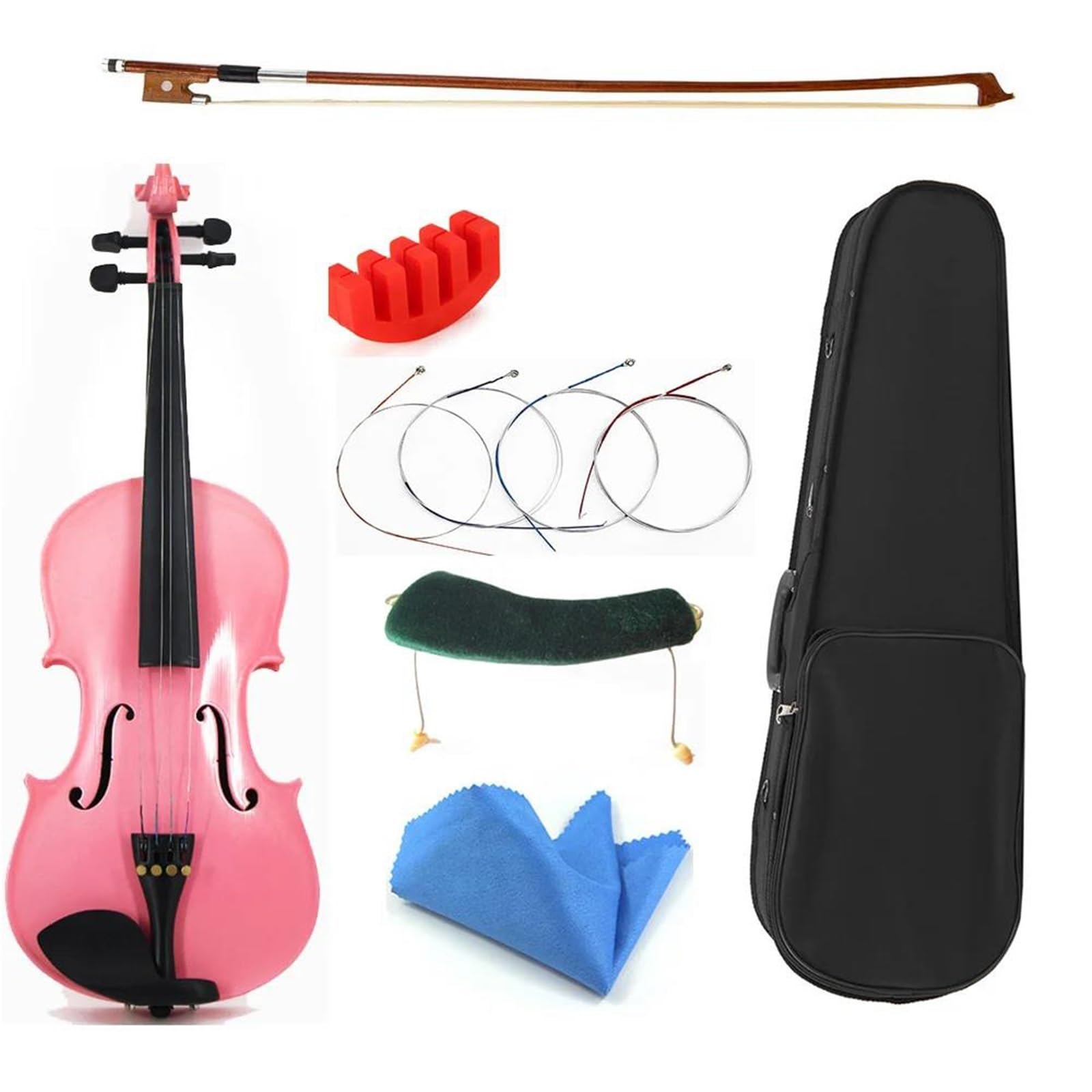 Violín Juego De Violín Madera Maciza 3/4 Rosa | Apto para principiantes, incluye accesorios