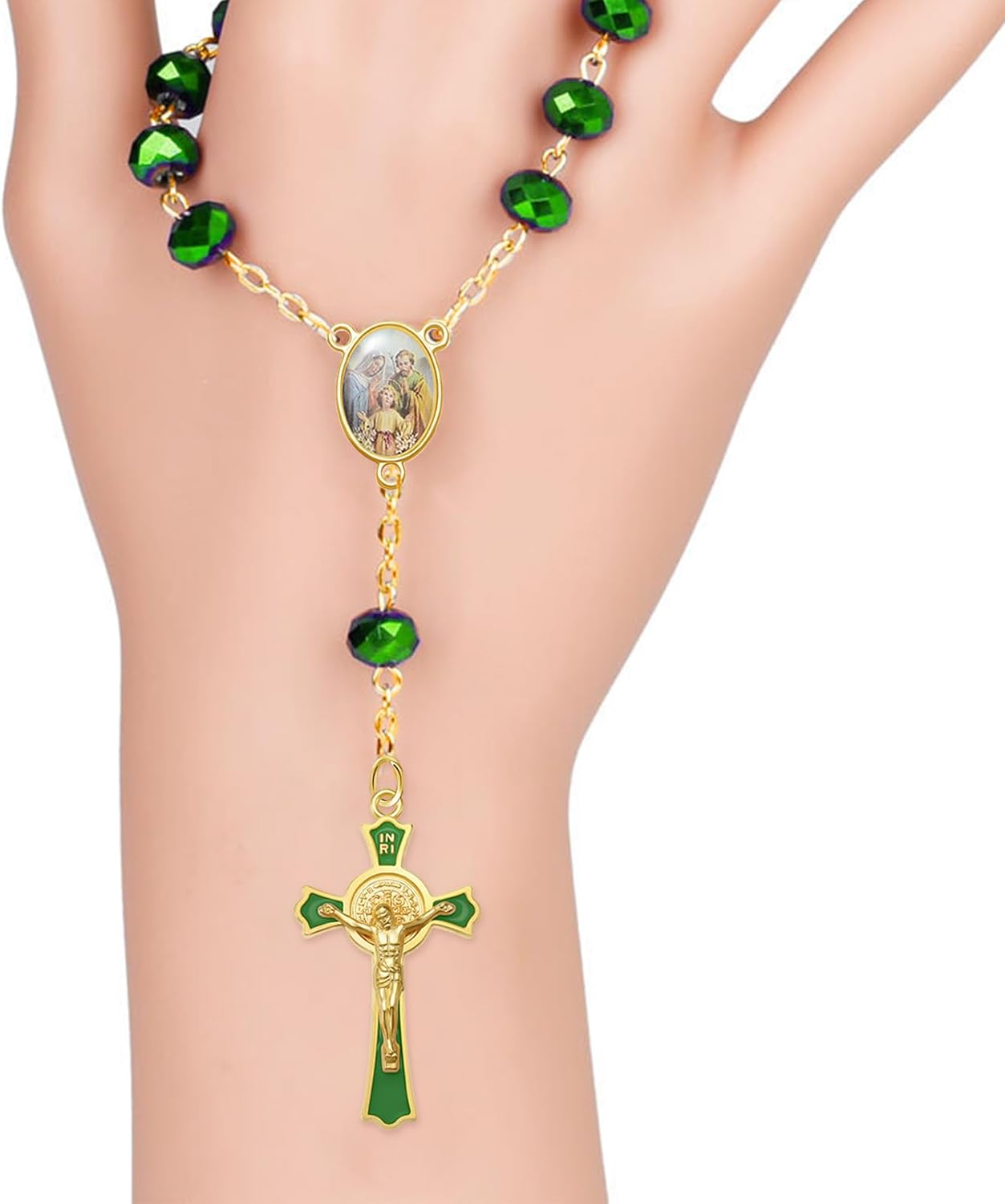 12Pieces 6Colors Metal Enamel Religion Saint Benedict Cross Charm Rosary Center INRI Crucifix Pendant for DIY Necklace Bracelets Key Chain Jewelry Making Supplies - Image 5