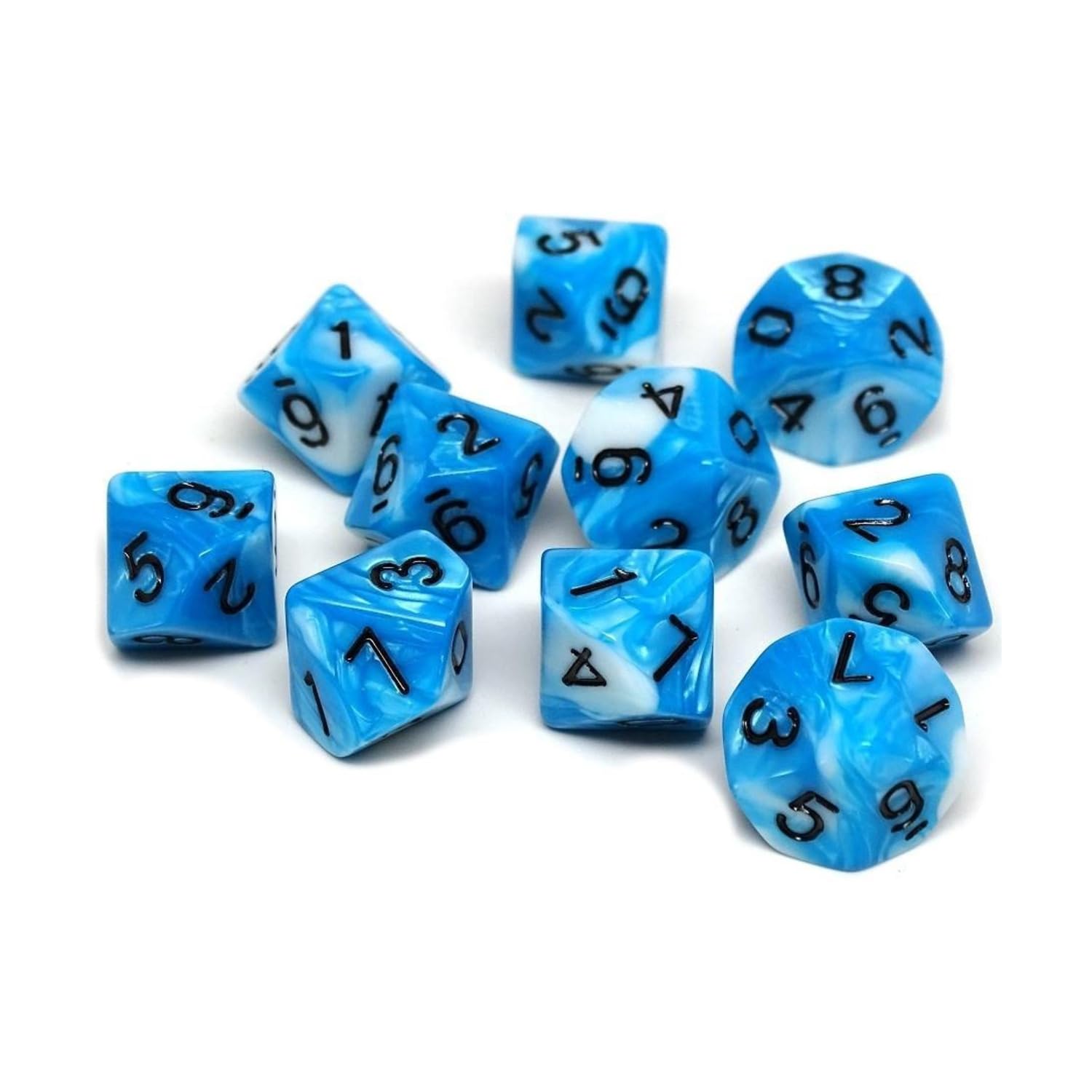 Easy Roller Dice Co. D10 Collection D10 Würfel-Set, 10 Stück, nummeriert, 10-seitig, ideal für Tabletop War Spiele, RPG und Lernzwecke
