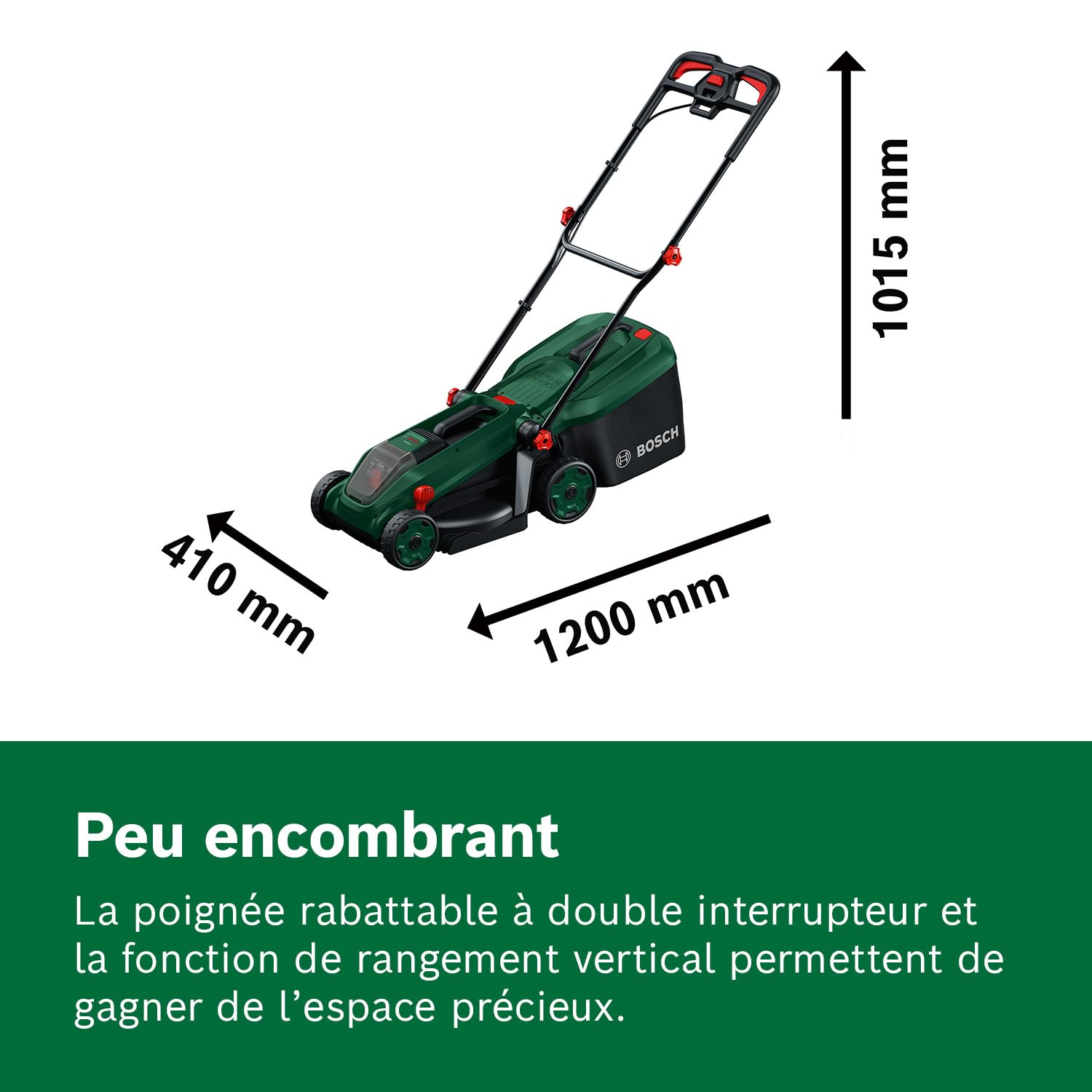 Bosch Tondeuse à Gazon sans-Fil ROTAK18V-34 (Largeur de Coupe: 34 cm, Hauteur de Coupe: 25-65 mm, Sac de ramassage en Tissu 35 l, Accessoire de Mulching, Batterie et Chargeur)