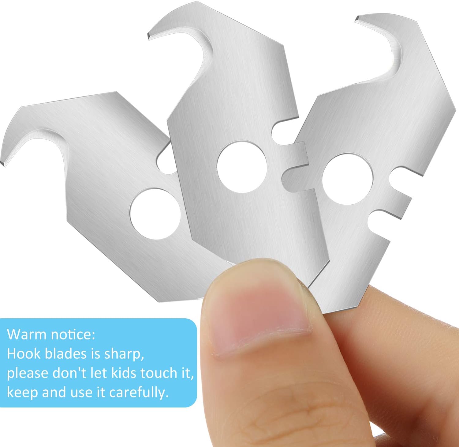 Mudder Utility Hook Blades Steel Hook Razor Knife Blades for Roofing and Carpet with Plastic Box(90 Pieces)