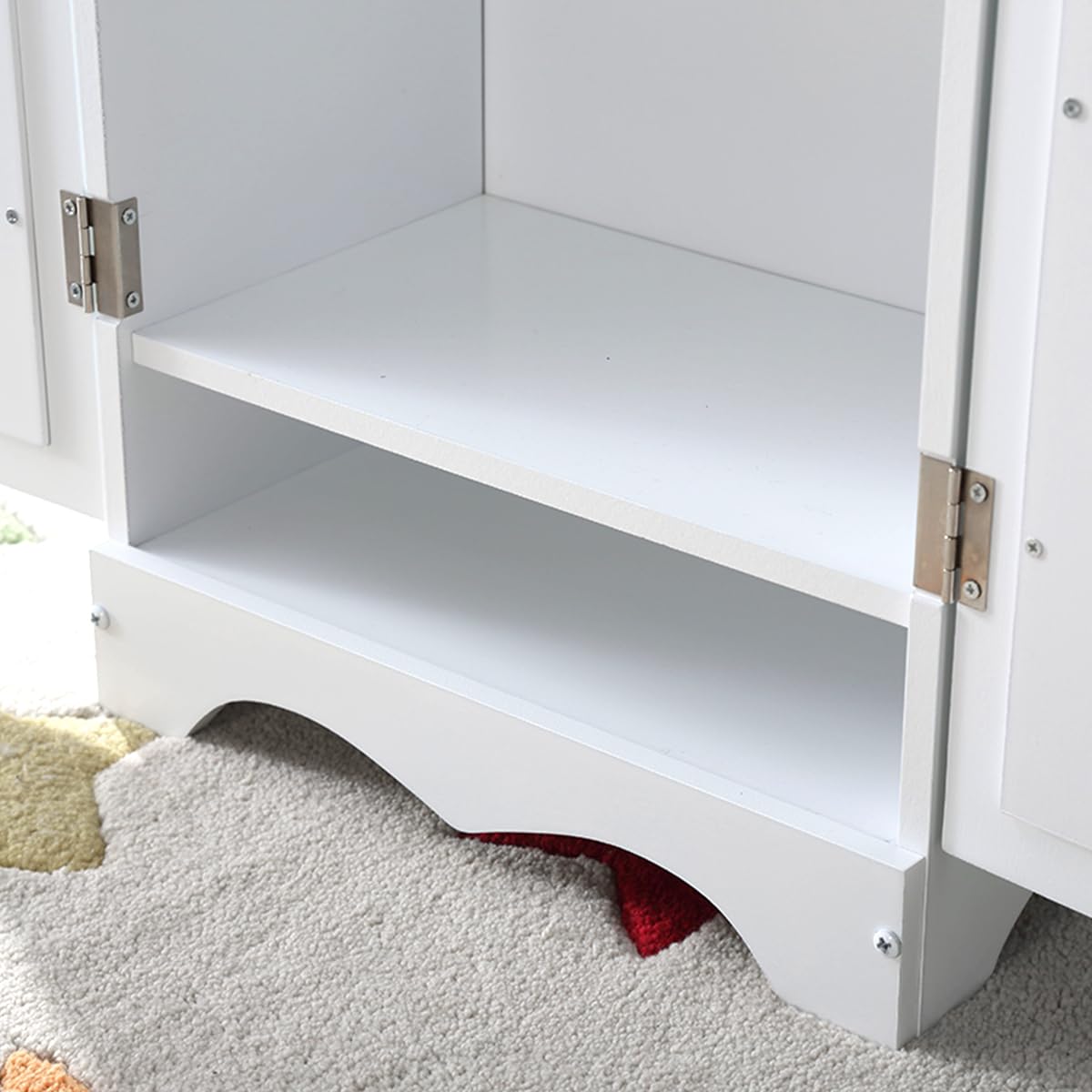 Holzpuppenmöbel mit 6 Kleiderbügeln Offener Kleiderschrank Organizer Puppenschrank für Puppen Spielzeug Puppenhaus Zubehör Passend für Puppe bis 20''
