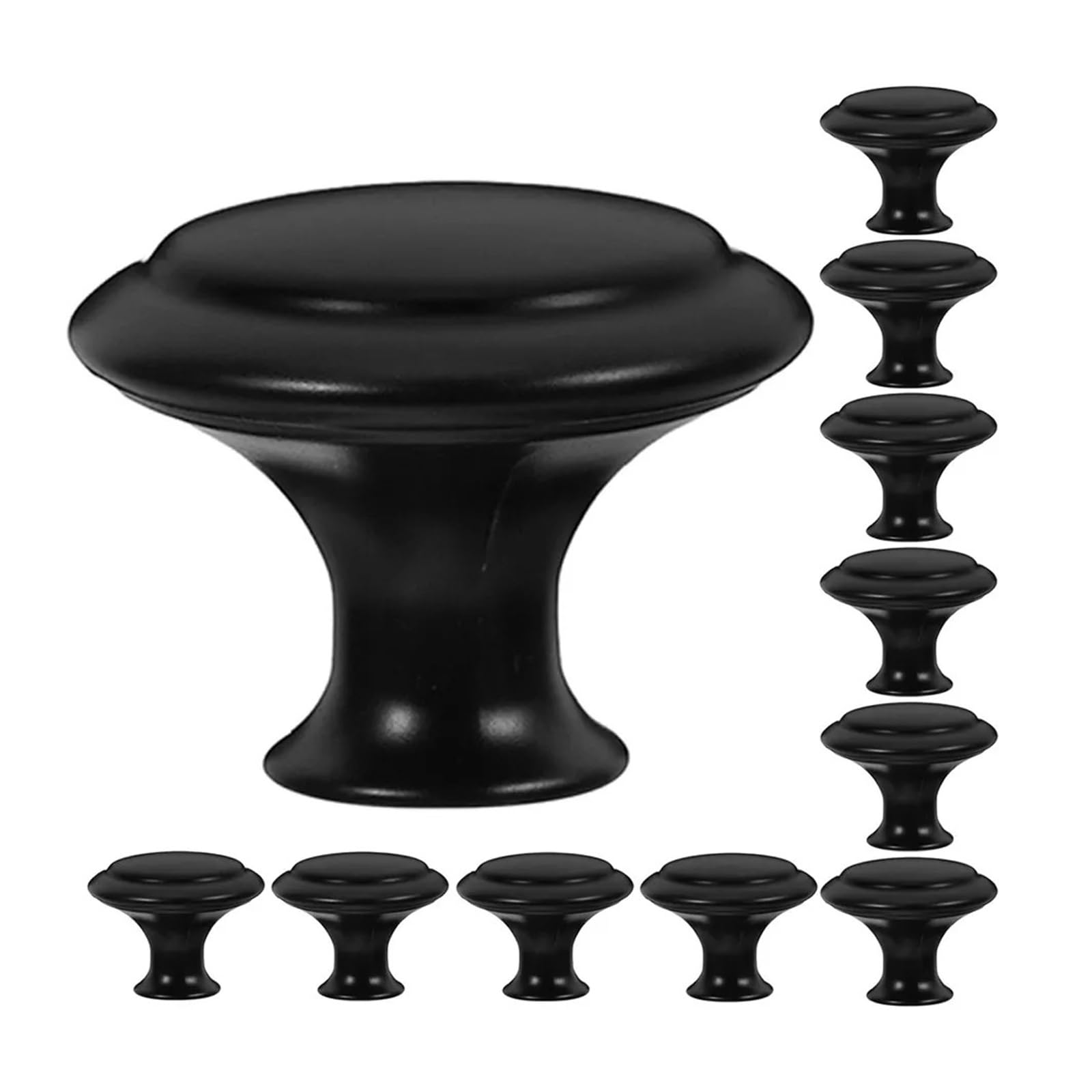 Runde Schrankknäufe, 25 Stück, schwarz, Edelstahl, runde Schubladengriffe