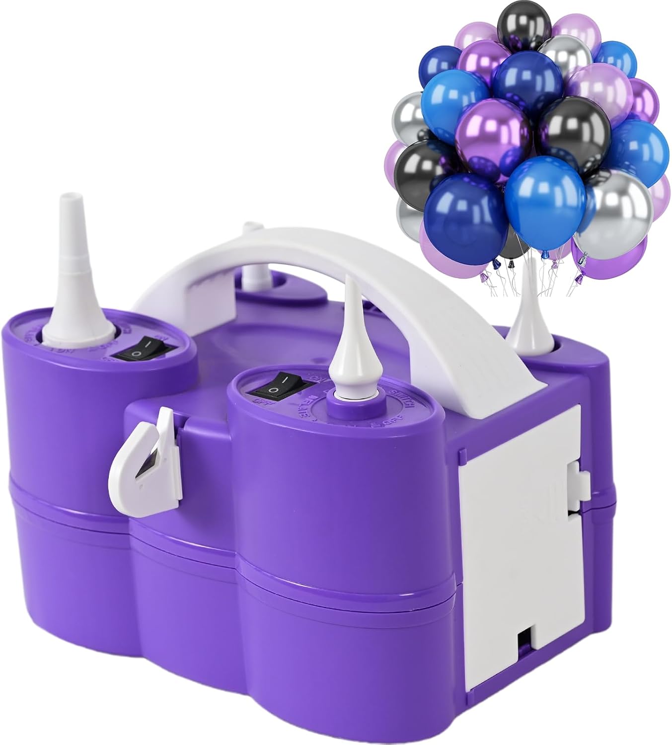 Galaxy Blue Purple Balloon with Air Pump Electric Set, 3-in-1 Air Pump for Inflatables and Balloon Portable Balloon for Latex 260q Foil Balloon AC 110V Inflator Deflator for Pool Floats Air Mattress