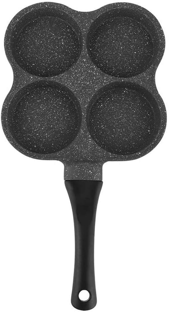 qiuqiu Nonstick Frying Pan | 4 Hole Aluminum Omelet, Pancake pan, Egg pan for Bacon Dumpling Burgers ect