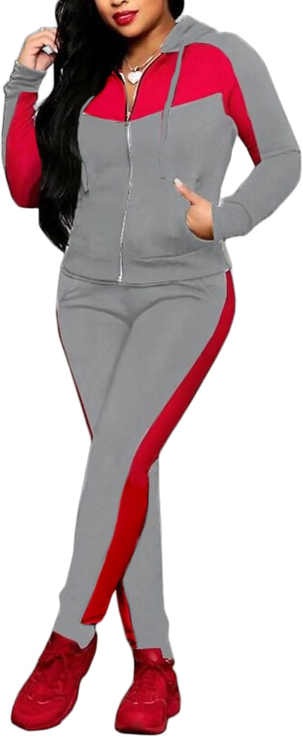Bealin Women’s Jogging Sets 80s 90s Two Piece Outfits Sweatsuit Long Sleeve Zip Tops and Sweatpants Workout Tracksuit Sets