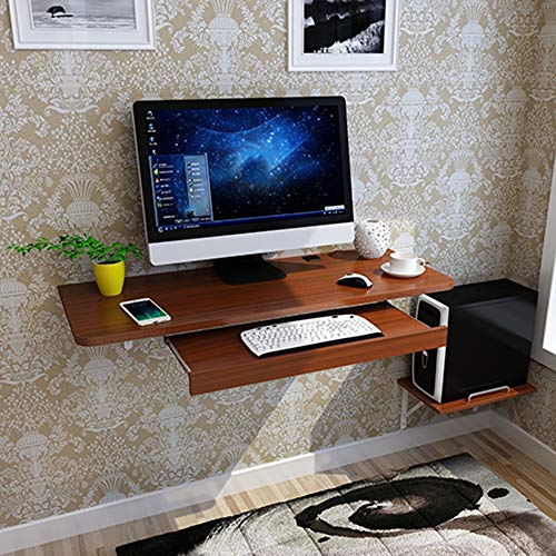Preisvergleich Produktbild Tabelle Wandbehang Einfache Computer Schreibtisch, Mit Tastatur / Host Unterstützung Haushalt Kleine Wohnung Wandhalterung Computertisch, 6 Farben (Farbe : Braun)