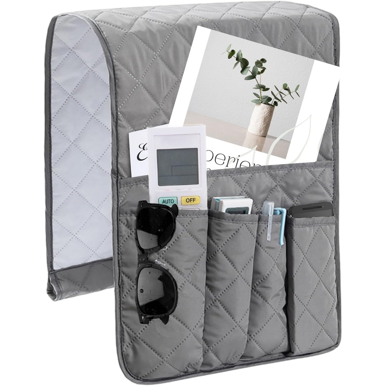 Sofa Remote Control Holder Armchair Caddy - Non-Slip Couch Armrest Organizer with Multiple Pockets - Durable, Easy to Install - Ideal for TV Remotes, Magazines, Phones, and Accessories - Perfect Home