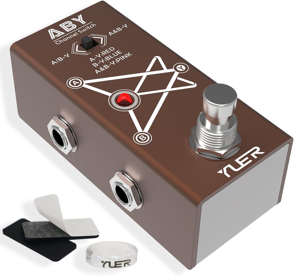 ABY Box Line Selector AB Channel Switch Guitar Effect Pedal for Electric Guitar/Bass with Footswitch Cap Aluminum Case - True Bypass AB-Y