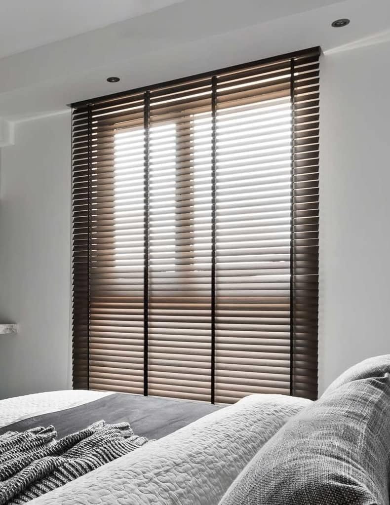 AviiSo Tenda a Rullo Veneziane in legno di noce nera per interni ed esterni, blackout/isolamento termico, Tende oscuranti per tende orizzontali con doghe da 50 mm (Size : 120x140cm(47.2"x55.1"))