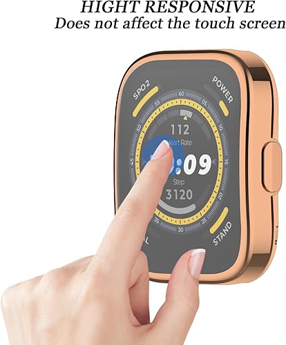 Miniatura 9 de Paquete de 2 fundas de TPU suave compatibles con Amazfit Bip 5 Smart Watch, funda protectora completa con marco de parachoques (negrotransparente)