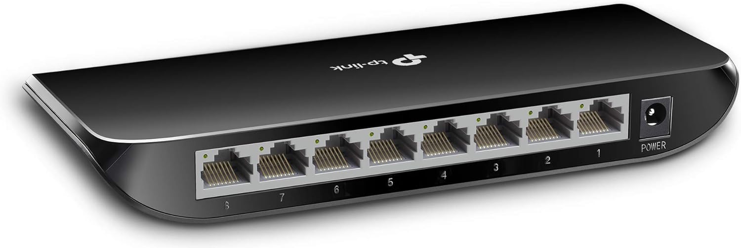 Product image of TP-Link 8 Port Gigabit Ethernet Network Switch | Plug and Play | Desktop or Wall-Mount | Plastic Case Ethernet Splitter | Fanless | Traffic Optimization | Unmanaged (TL-SG1008D),Black
